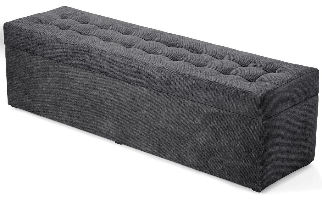 MG Design Polsterhocker Grau 45x160 cm - Stauraum 190L, bis Produktbild 