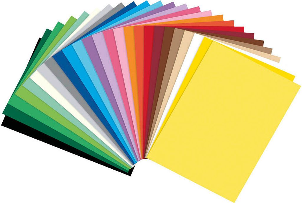 A fanned out collection of colorful paper sheets.