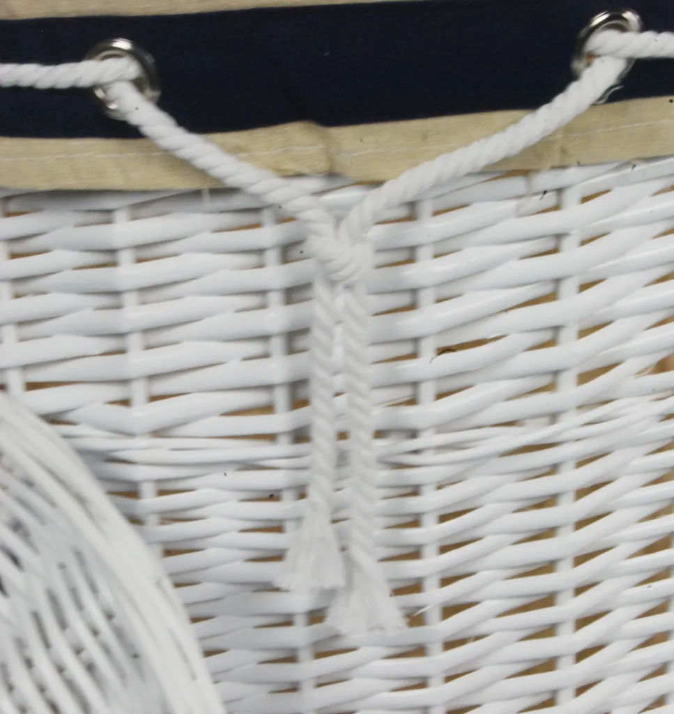 Cesto Portabiancheria Grande Vimini Bianco Marine Ovale 62cm - 4