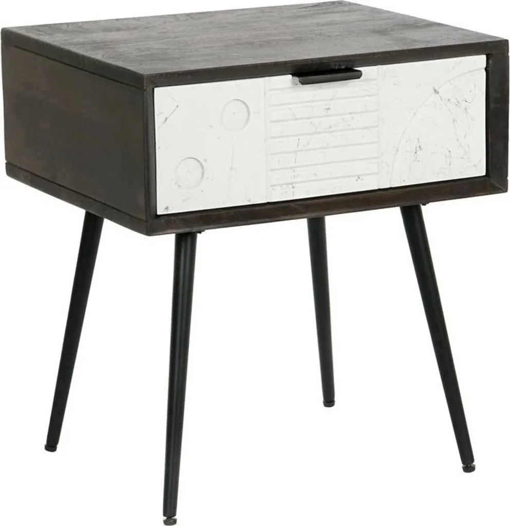 Table de chevet DKD Home Decor 45x38x50 cm noir métal et bois de mangue