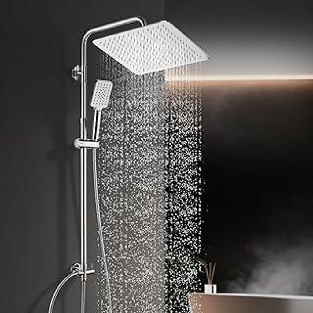 Görbach Edelstahl Duschsystem Duschset ohne Armatur Regendusche Wassersparend Überkopfbrauseset (SJ-E3030CP)