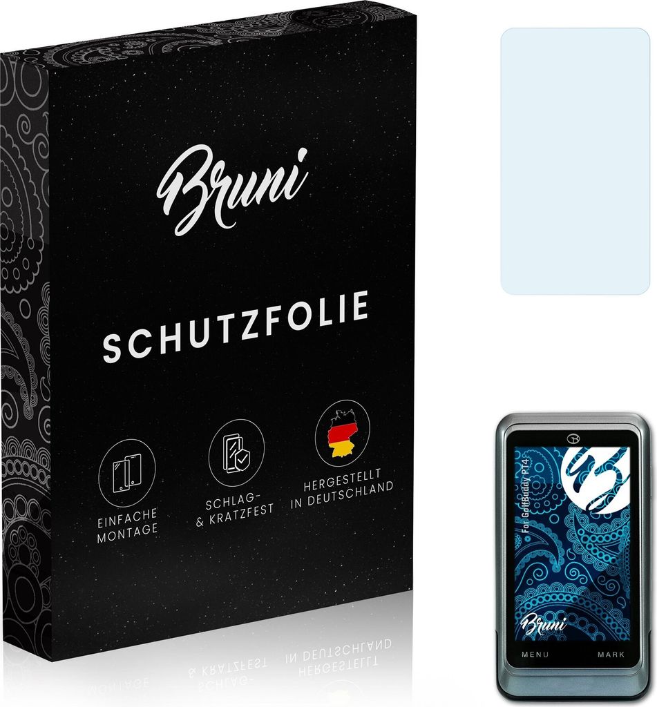 Bruni Basics-Clear 2x Schutzfolie kompatibel mit GolfBuddy PT4 Folie