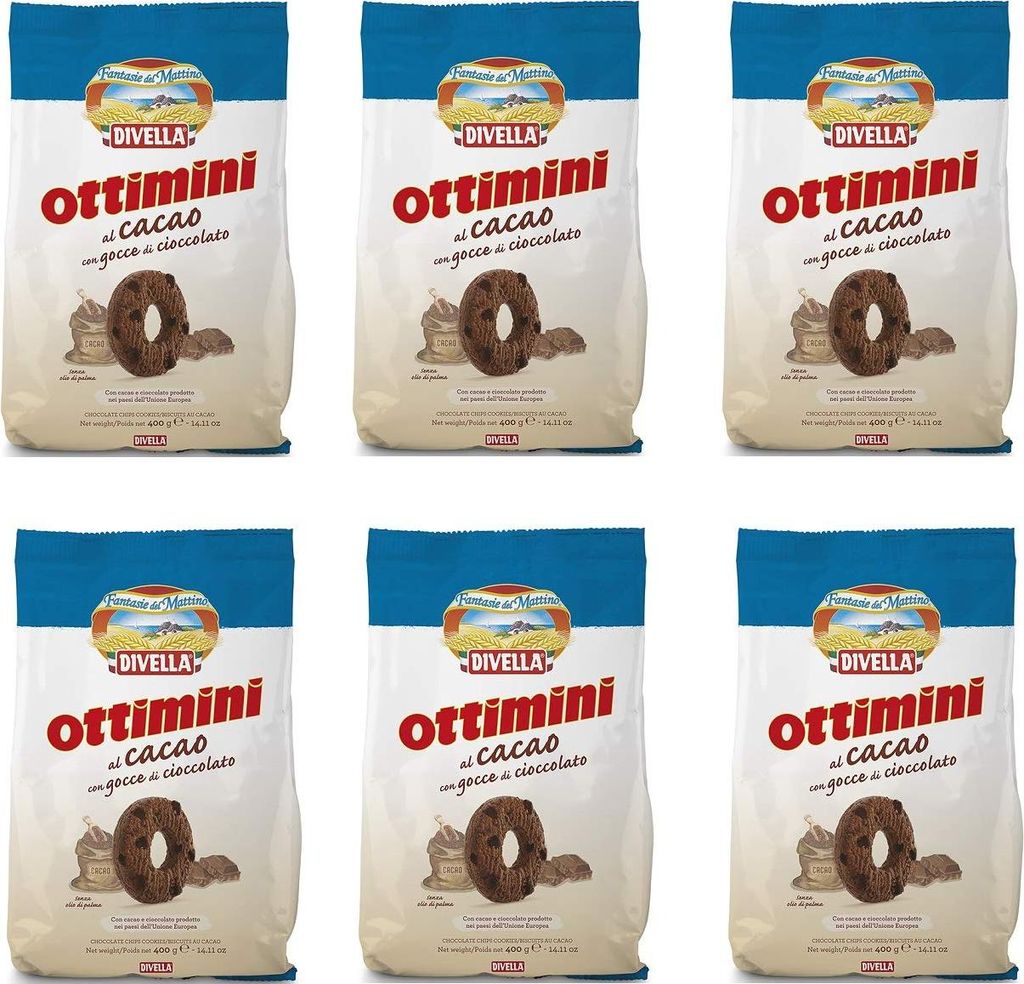 6x Divella ottimini kakao biscuits 400g Italien cocoa cookies kuchen brioche