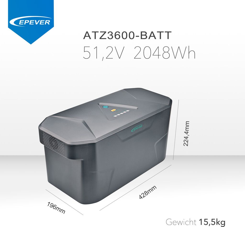 EPEVER ATZ3600-BATT Powerstation Erweiterungsbatteriek 2048Wh für Camping, Wohnmobile, Garten Party, Reise, Hausgebrauch, Notfall, 0% MwSt