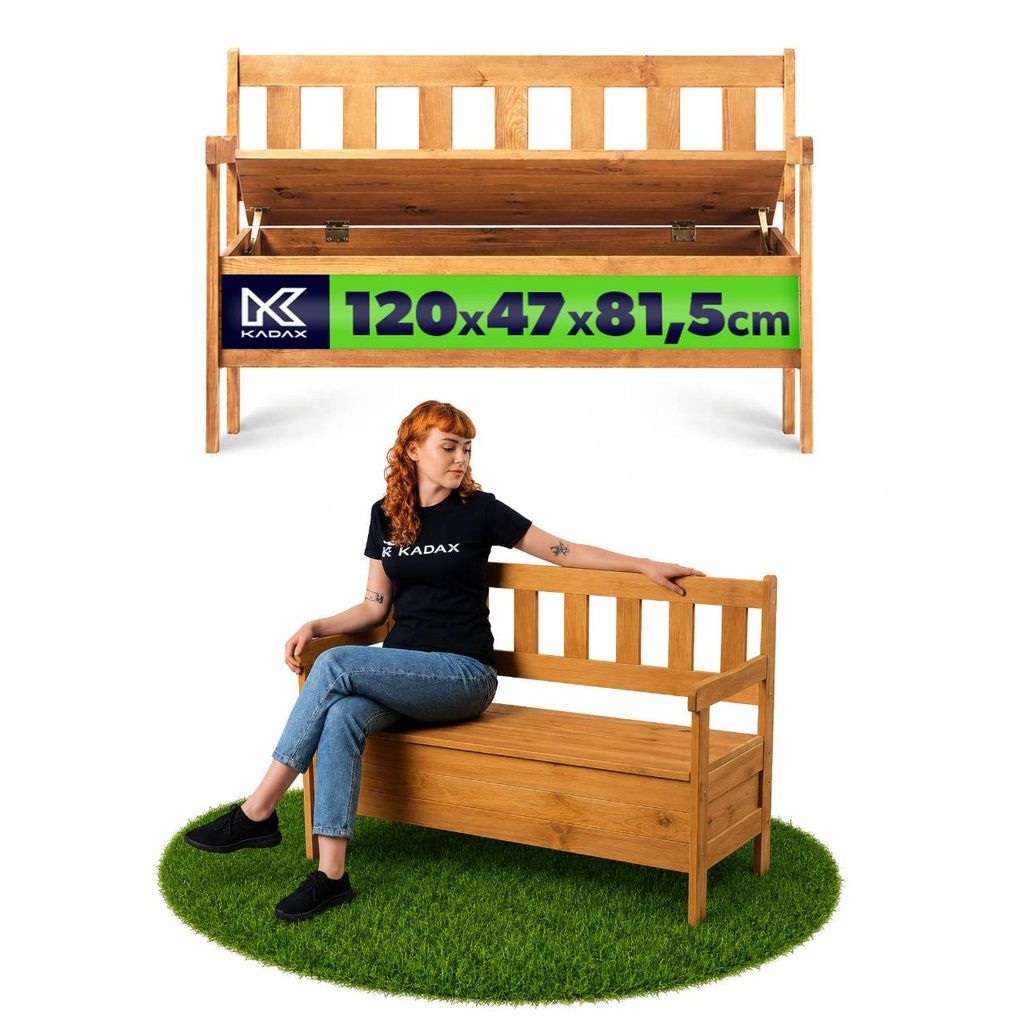 KADAX dřevěná zahradní lavice s opěradlem 120 cm s boxem, Obrázek produktu 