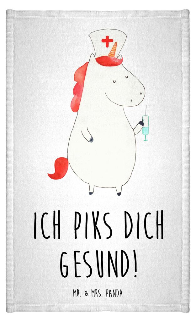 Mr. & Mrs. Panda Handtuch Einhorn Krankenschwester - Weiß - Geschenk, Kleines, Krankenpfleger, Ärztin, Frotteetuch, Baumwollhandtuch, Krankenpfle...