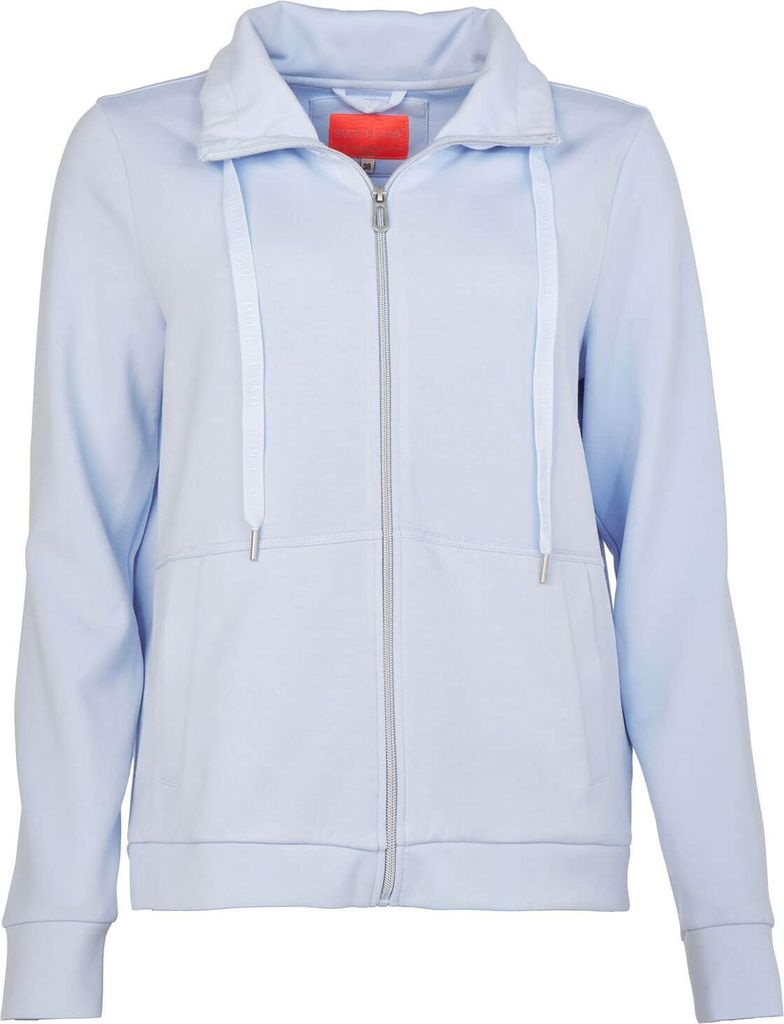 Blue Flame Damen Sweatjacke mit Stehkragen - Unifarbene Freizeitjacke mit Reißverschluss in Lichtblau Größe S