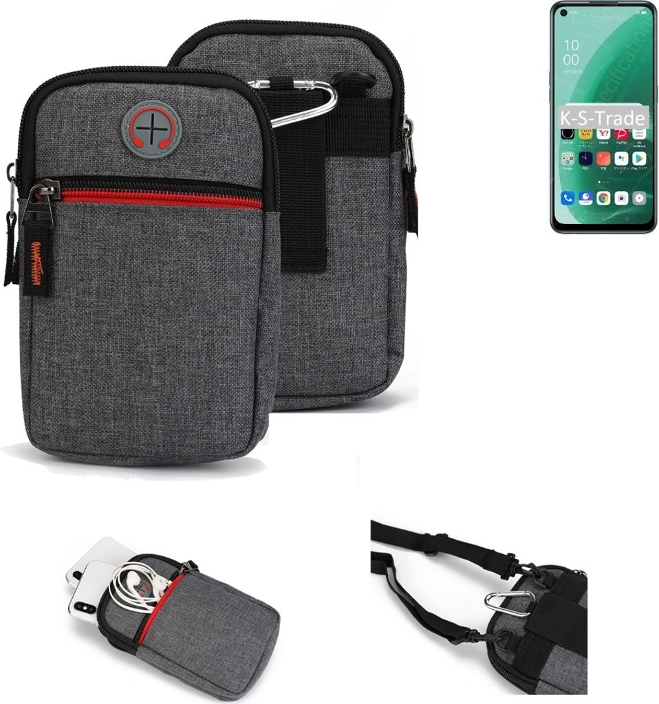 K-S-Trade Holster Gürteltasche kompatibel mit Oppo A55s 5G Handy Tasche Schutz Hülle grau Zusatzfächer 1x