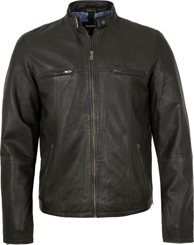 MADDOX - Herren Lederjacke Lammnappa schwarz : 54