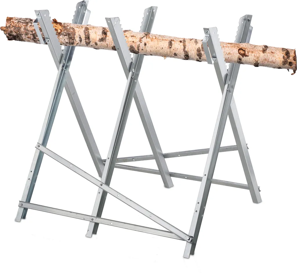 Tréteau de Sciage pour Bûches de Bois Chevalet Pliable Argenté
