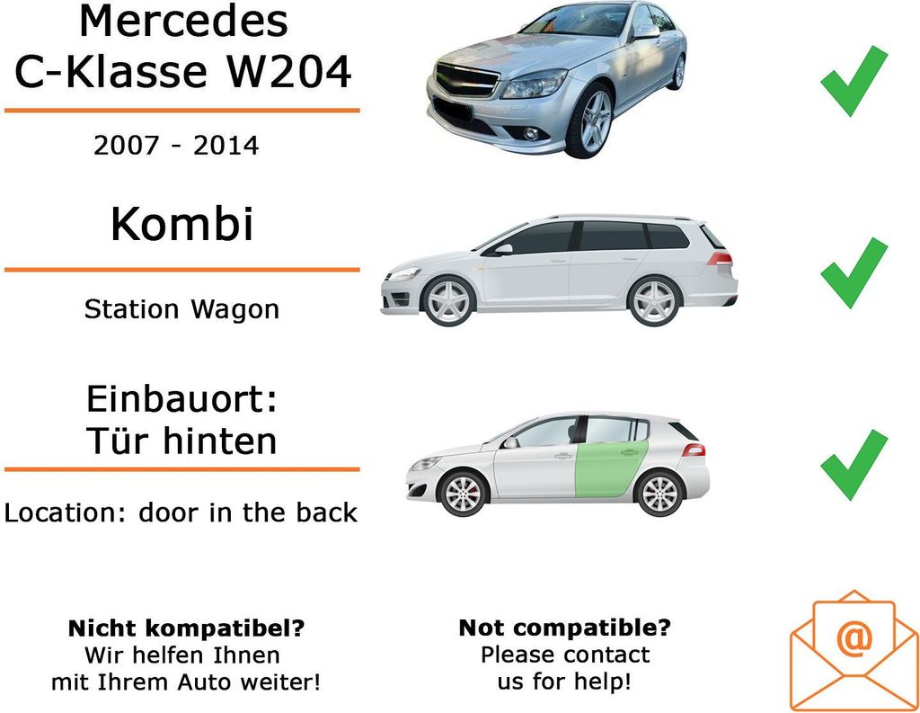 Lautsprecher Boxen Einbaupaket hinten JVC CS-J620X passend für Mercedes C-Klasse W 204 + T-Modell/Kombi | 2x Tief-Mitteltöner inkl. Hochtöner 300W