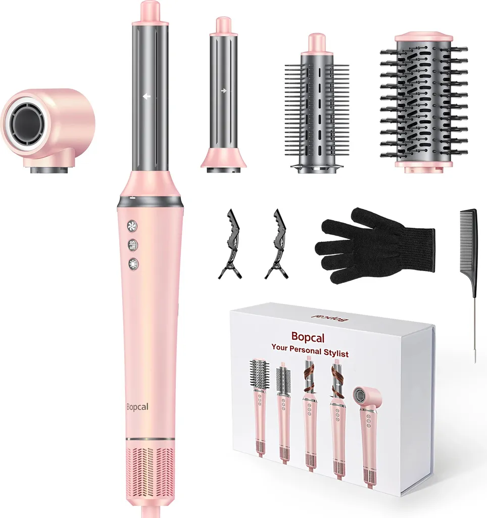 asciugacapelli 5 in 1, potenza 1200W, 300 milioni di ioni negativi, rosa, UE