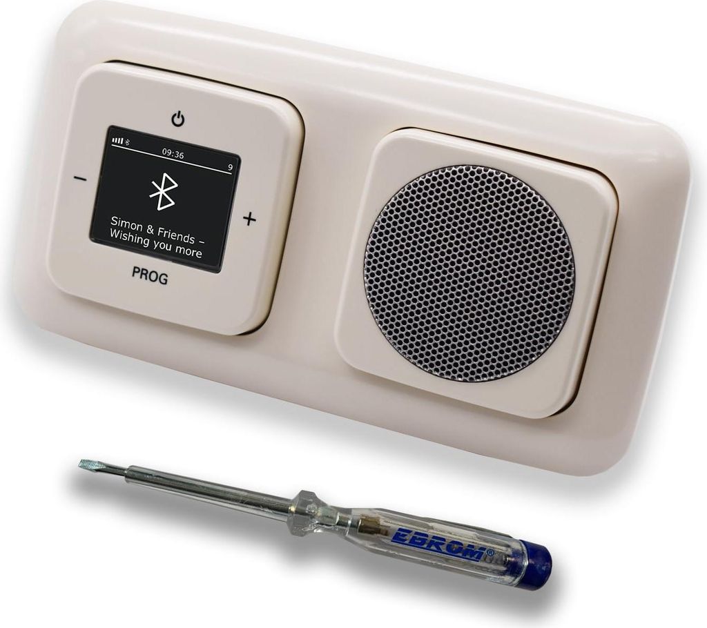 Busch Jäger DAB+ Unterputz Bluetooth (in and out) Radio 8217U-101 DURO2000 cremeweiß, Komplett-Set mit Lautsprecher, Abdeckungen und Rahmen + EBR...