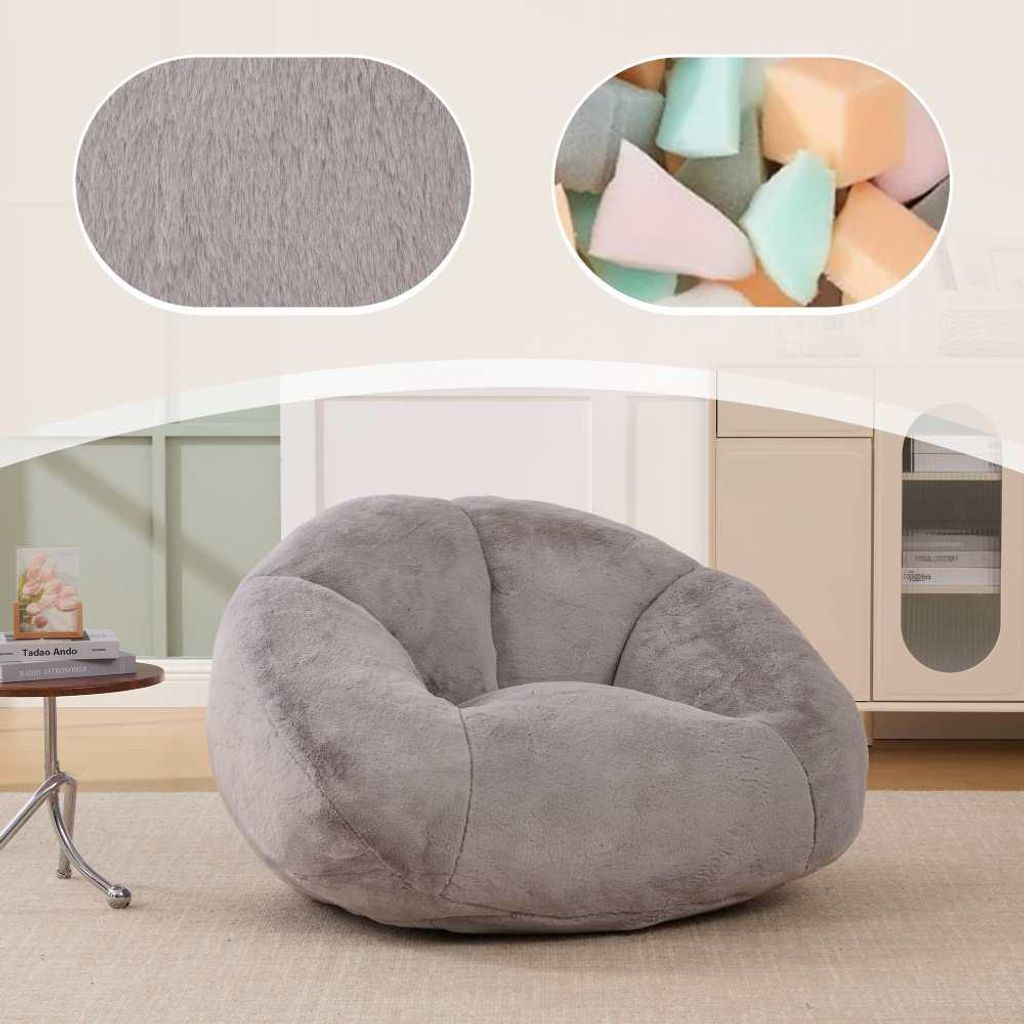 AIORBER Weicher Plüsch Sitzsack Sofa, großes Bean Bag Sessel mit Kunstfell, rutschfest, gemütlicher Loungesessel für Wohnzimmer Schlafzimmer, k...