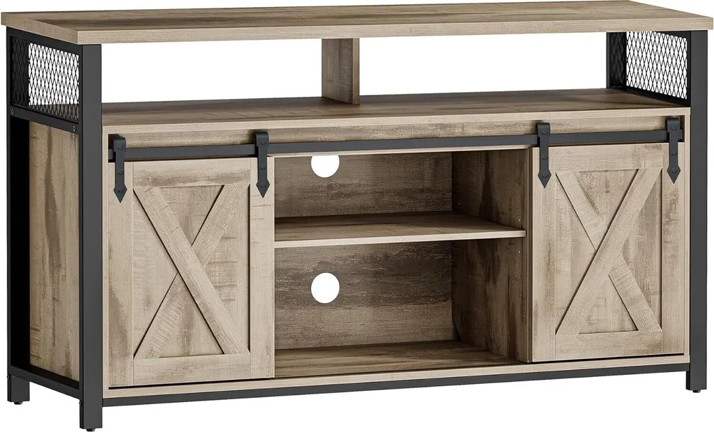 Meuble TV pour Salon Industriel Supportant Écran 60 Pouces avec Rangement XL