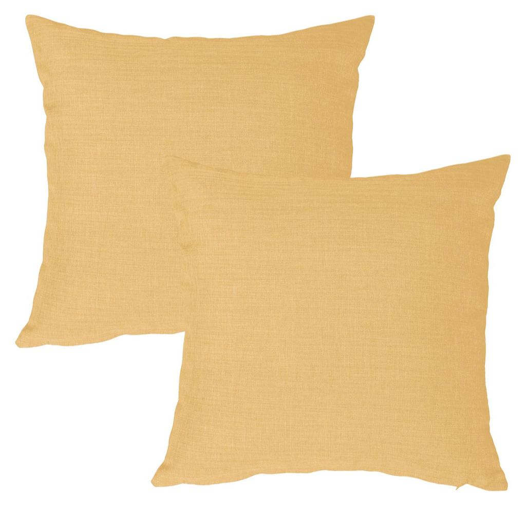 Kissenbezug 2er Set gelb 50x50 cm Struktur Leinenoptik Kissenhülle Deko Kissen