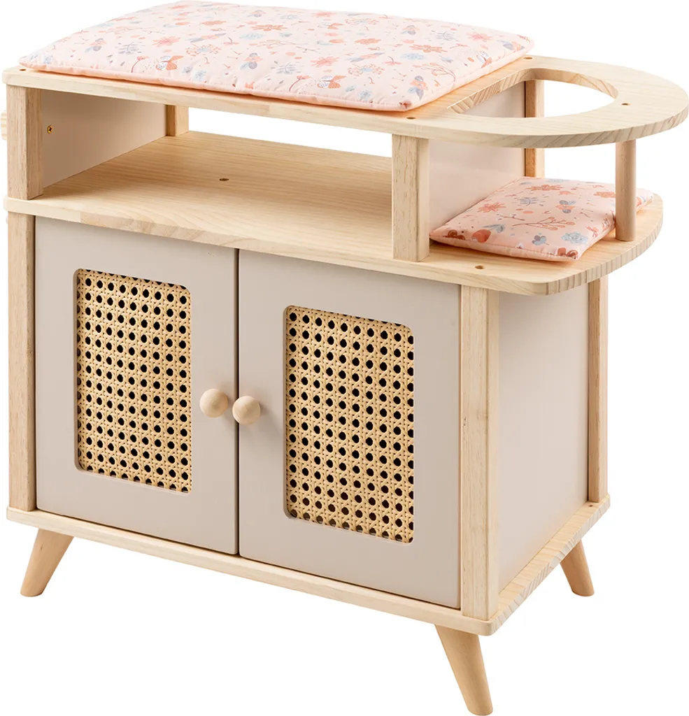 Table à Langer pour Poupées en Bois Jouet d'Imitation avec Rangement 2760