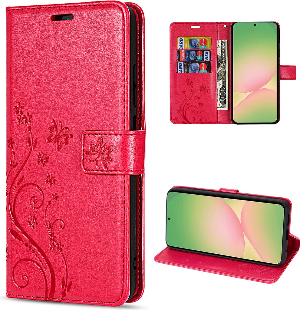 Handy Tasche für Samsung Galaxy A56 Hülle Handyhülle Klapphülle Wallet Case in Rot