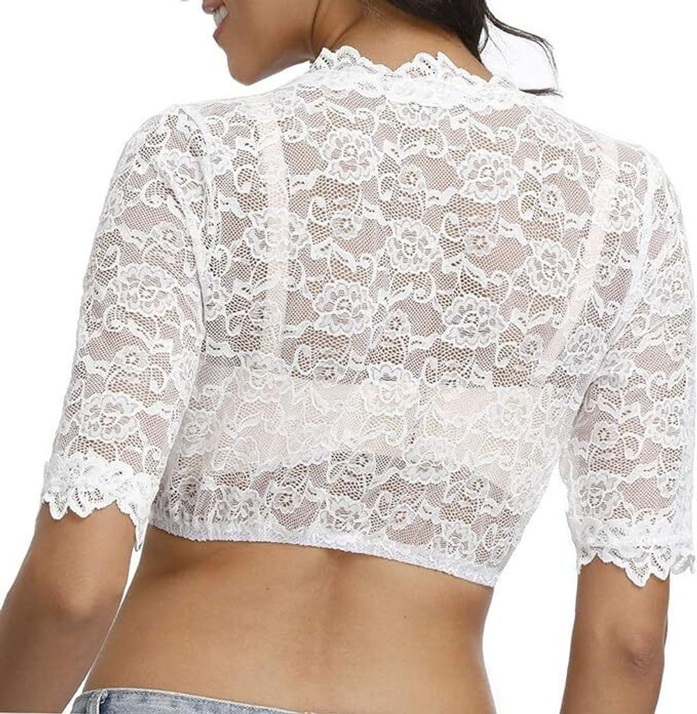 Xnova Dirndlbluse Mit Spitze - Elegante Trachtenbluse In Weiß