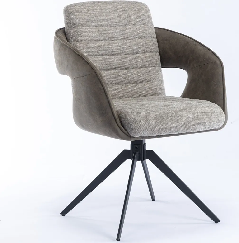 CasaDolce Chaise TOMINO Lot de 2 Grises Pivotantes 180° en Métal