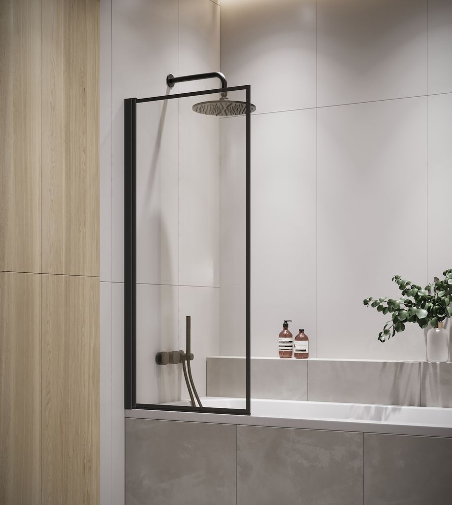 Badplaats Duschwand für Badewanne Medal 60 x 140 cm Schwarz Produktbild 