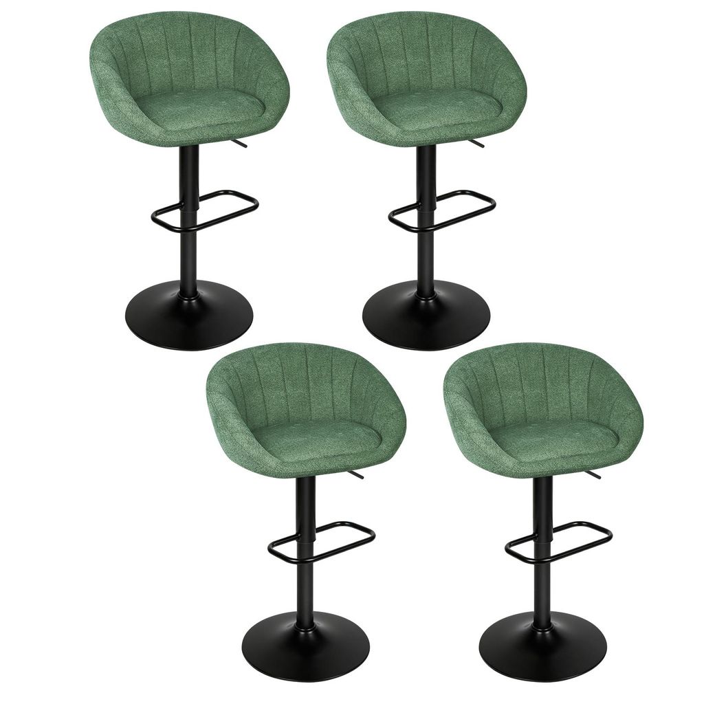 Barhocker 4er Set,Leinengewebe Küchenstuhl,Gepolsterter Barstuhl mit Armlehnen,Drehbar Tresenhocker Küchenstuhl für Küche/Hausbar/Esszimmer Grün