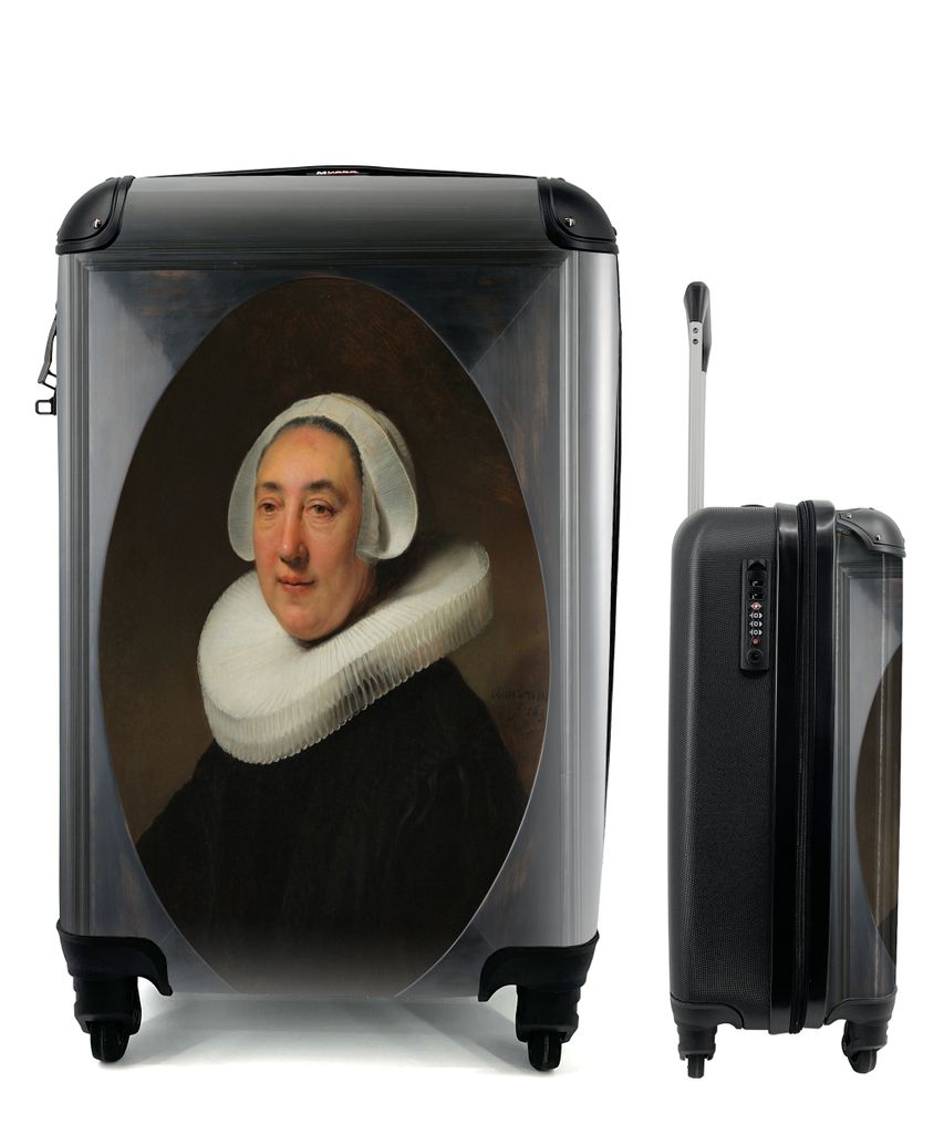 MuchoWow Koffer Handgepäck Trolley Rollkoffer Kleine Reisekoffer mit 4 Rollen - Bildnis der Haesje Jacobsdr van Cleyburg - Rembrandt van Rijn - ...