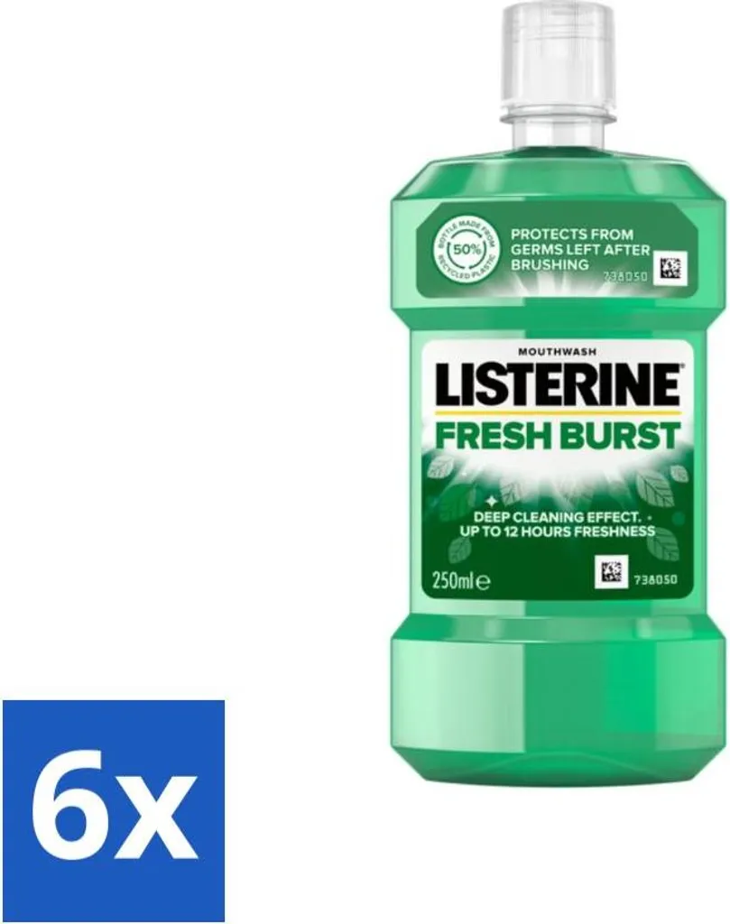 Listerine - Collutorio - Fresh Burst - 250 ml - Confezione risparmio - 6 pezzi