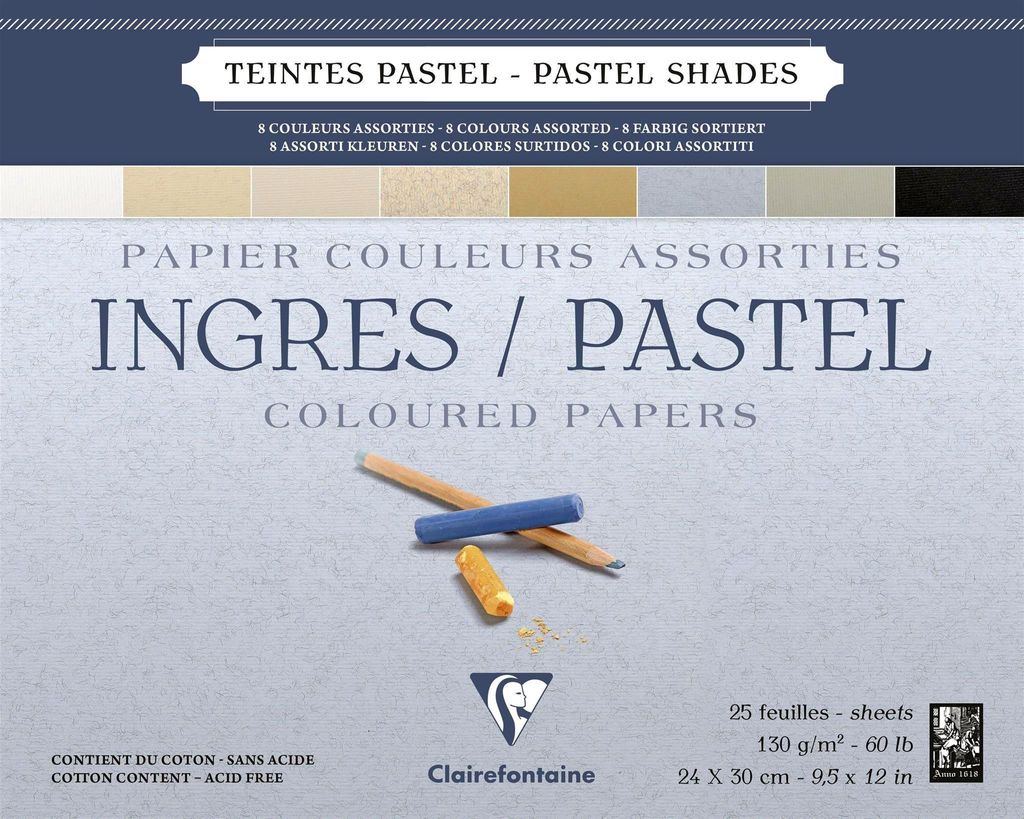 Clairefontaine Ingres 24x30 Block 130g Sort 25Bl 3329680964875