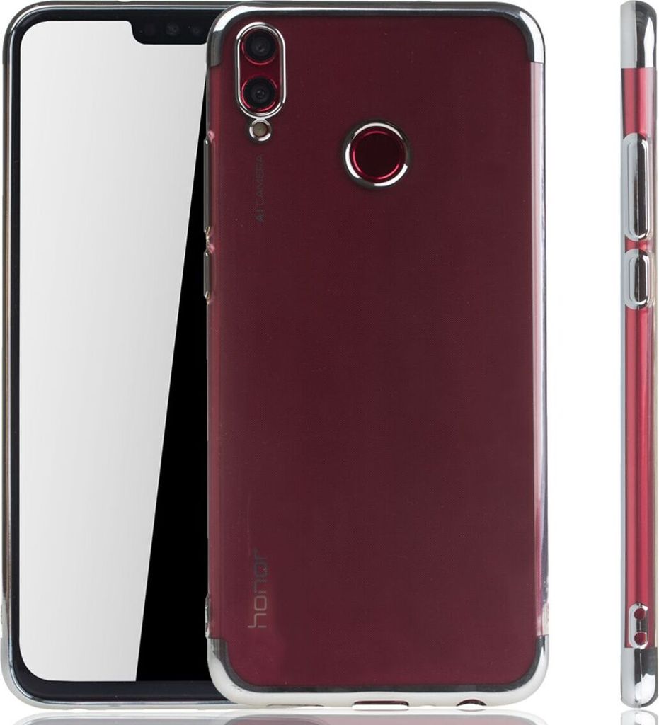 Handyhülle für Huawei Honor 8X Silber - Clear - TPU Silikon Case Backcover Schutzhülle in Transparent Silber