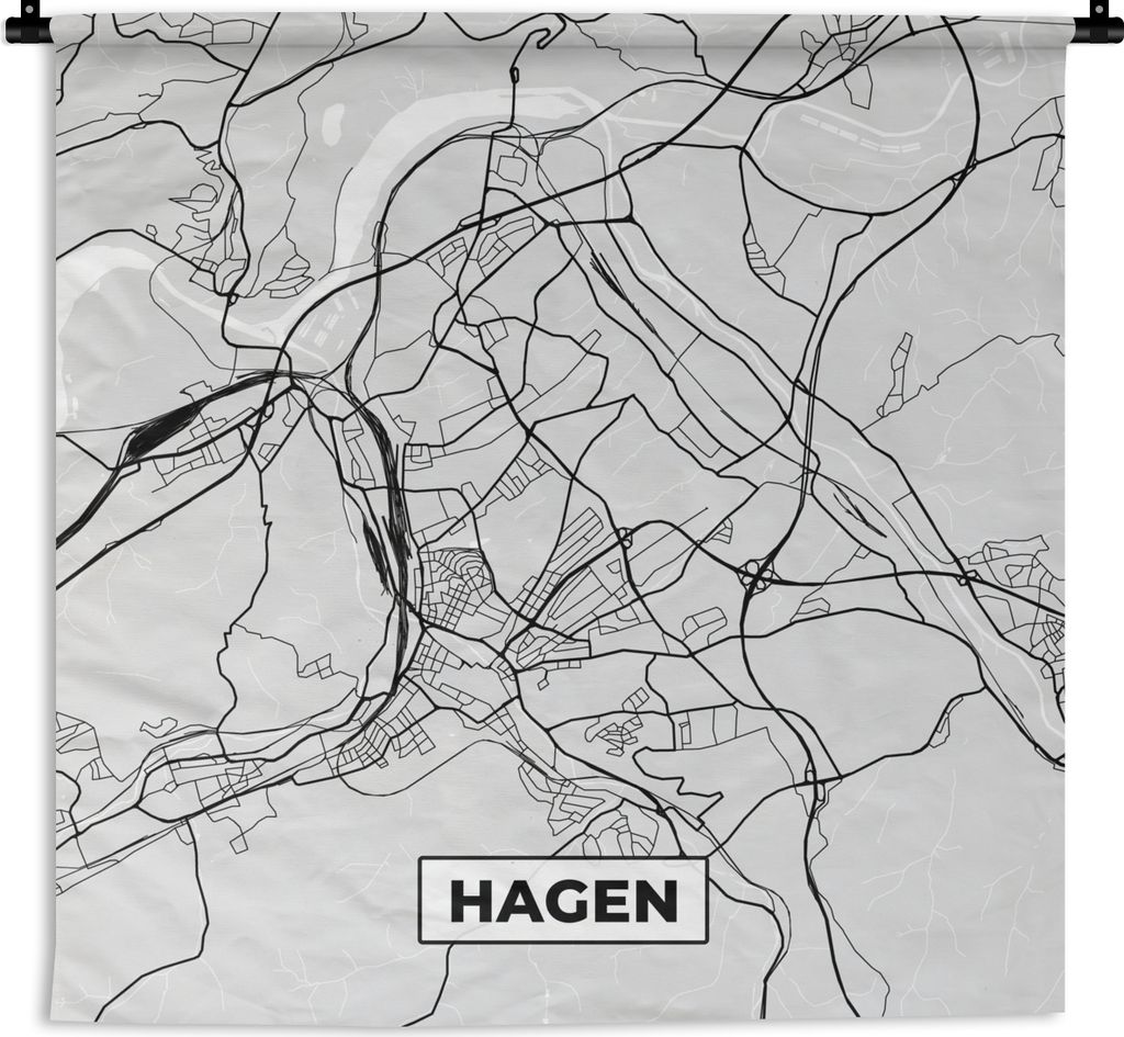 MuchoWow Wandteppich Wandbehang Stadtplan - Deutschland - Karte - Hagen 120x120 cm Tapisserie Dekoration Wandtuch - Modern - Baumwollgewebe