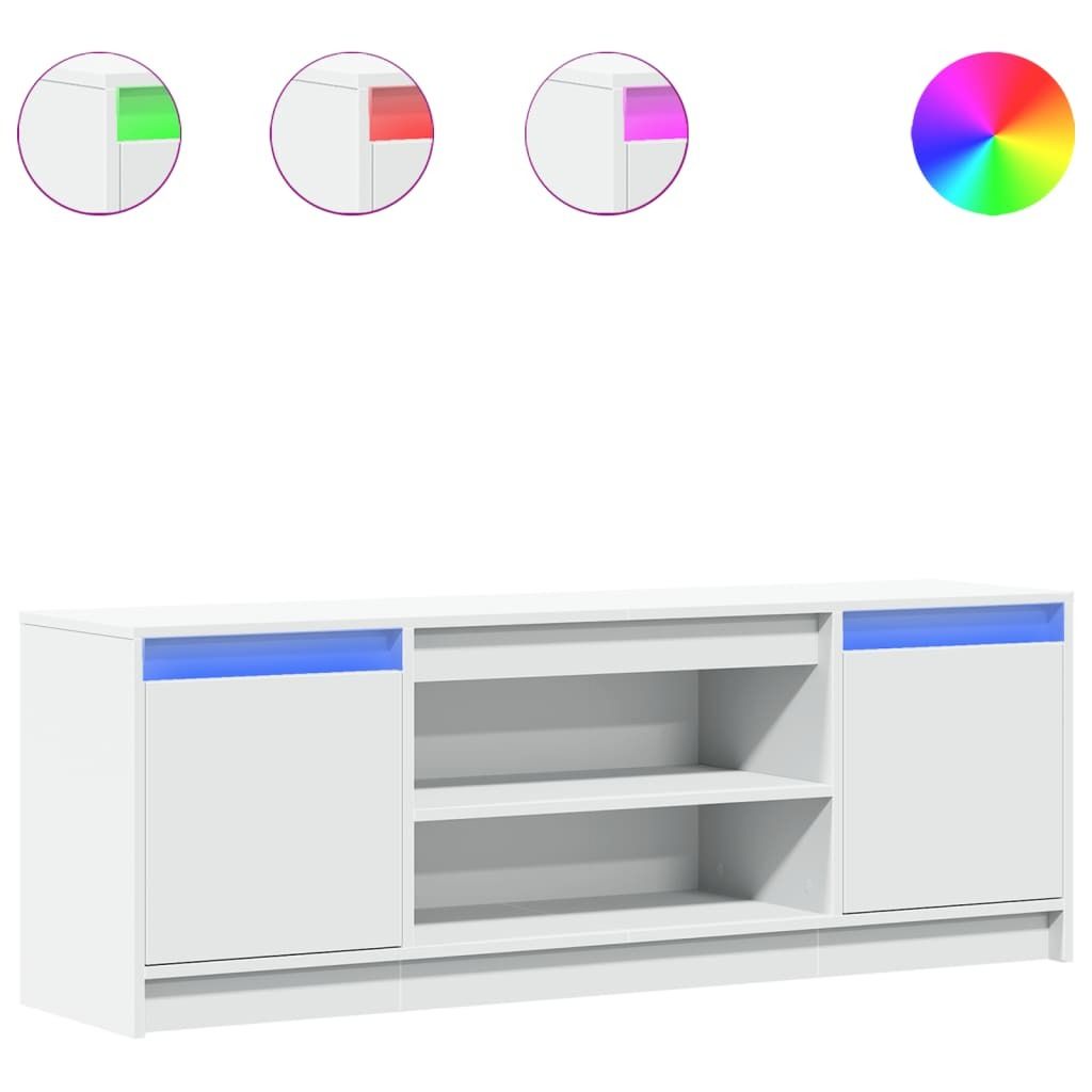 "SALE 2026"TV-Schrank, Fernsehtisch - CLORIS - mit LED-Beleuchtung Weiß 139,5x34x50cm Holzwerkstoff - TV-Schränke DEMöbel171286