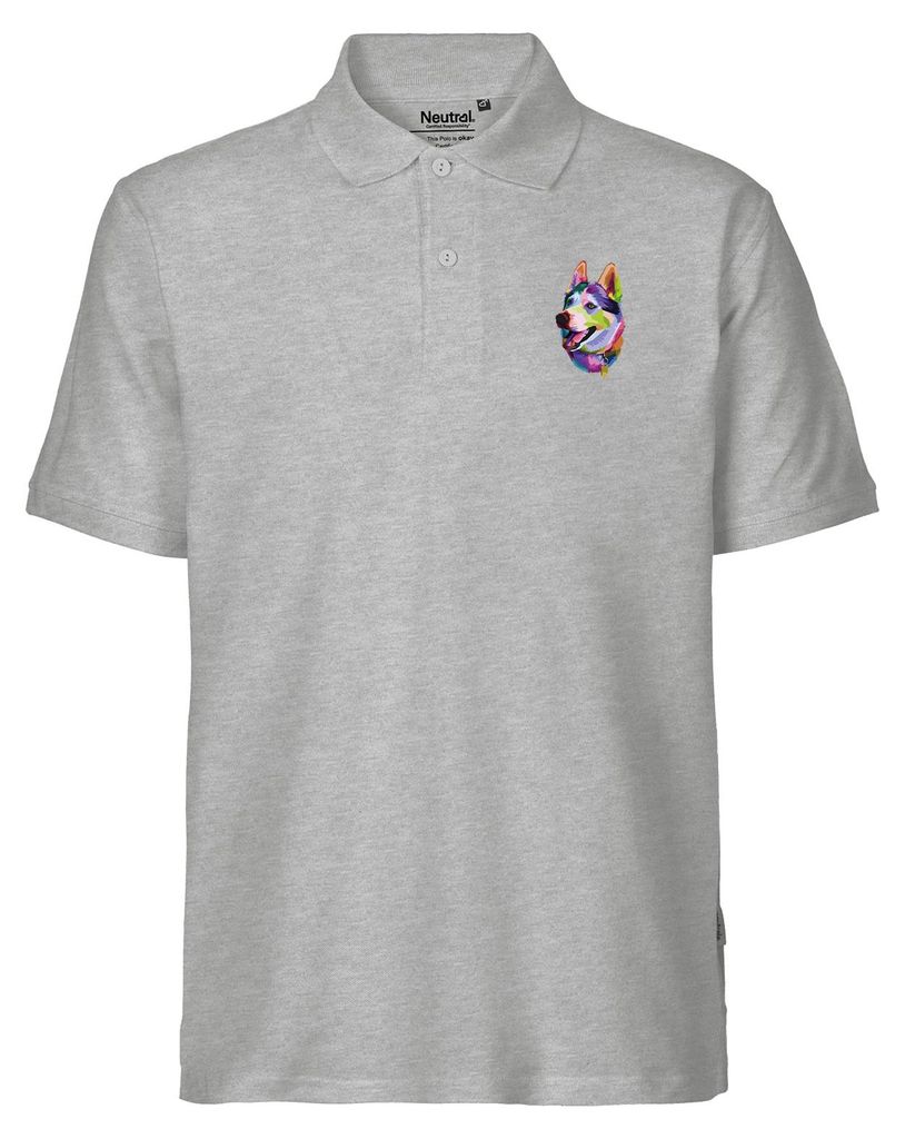 Huuraa Herren Polo Shirt Husky Colorful L Sport Grey Bio Baumwolle Fairtrade Poloshirt Geschenkidee