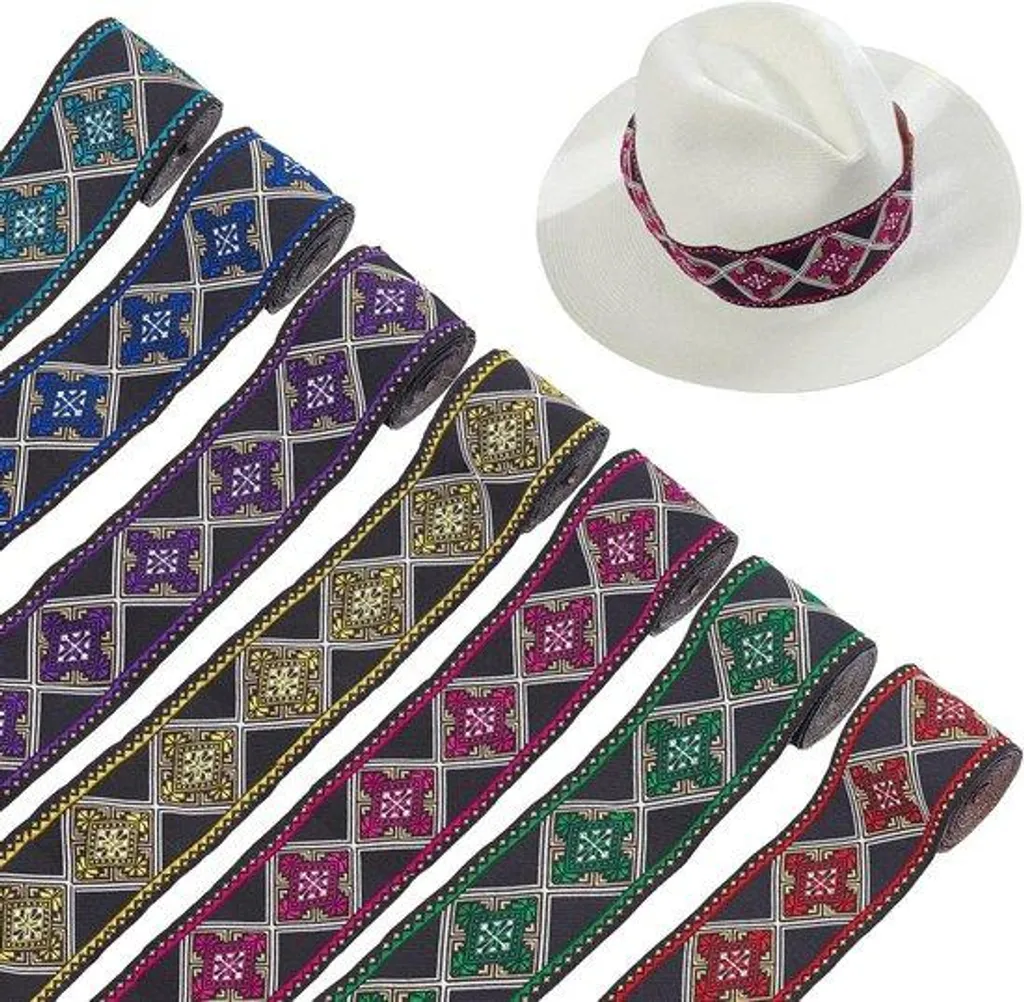 Galons de broderie multicolores 49 mm lot de 7 rubans pour mercerie