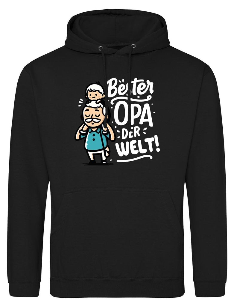 Huuraa Uni Hoodie Bester Opa der Welt L Deep Black Vegan Sweatshirt Geschenkidee