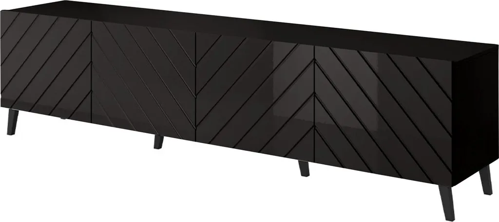 Grand meuble TV noir de style moderne pour salon contemporain