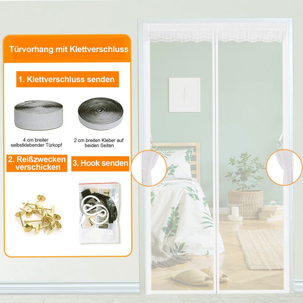 MODFU Fiberglas Magnet Fliegengitter Tür,110x220cm Winddicht Magnetvorhang Insektenschutz Balkontür,Neue Langlebiger,Kratzfest,Stärkere Magneten...