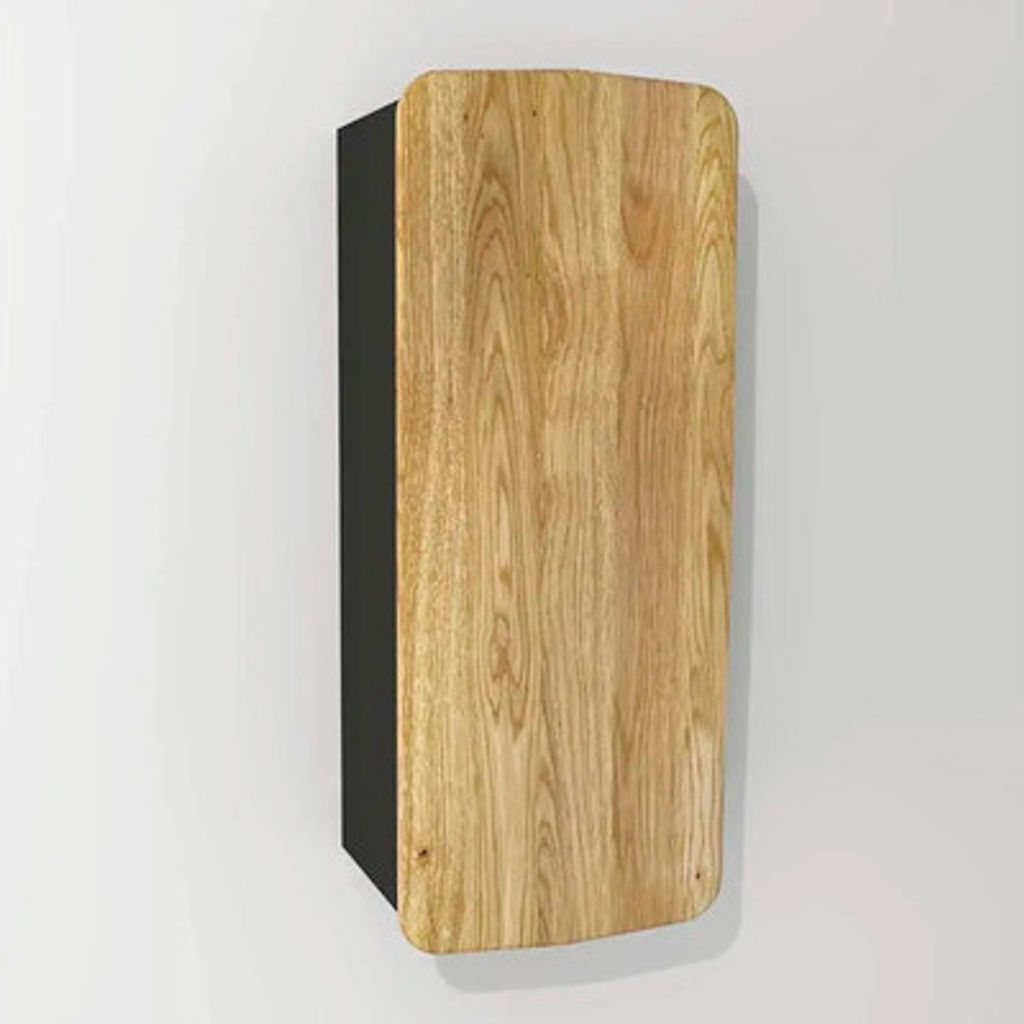 Hängeschrank mit 1 Tür Devo Oval rechts BxHxT 34x94x33 cm diamantgrau/Eiche/schwarz
