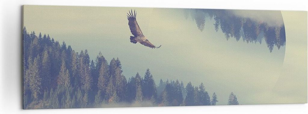 Bild auf Leinwand - Leinwandbild - Vogel Natur Wald - 160x50cm - Wand Bild - Wanddeko - Wandbilder - Leinwanddruck - Bilder - Kunstdruck - Wanddeko...