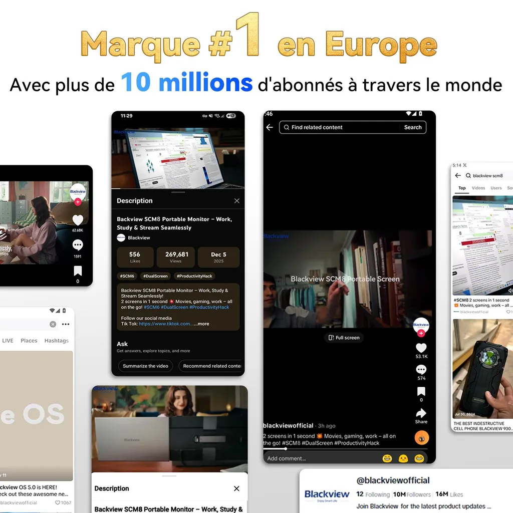 Écran PC Portable Secondaire 15,3" Blackview SCM8 Full HD+ 180°