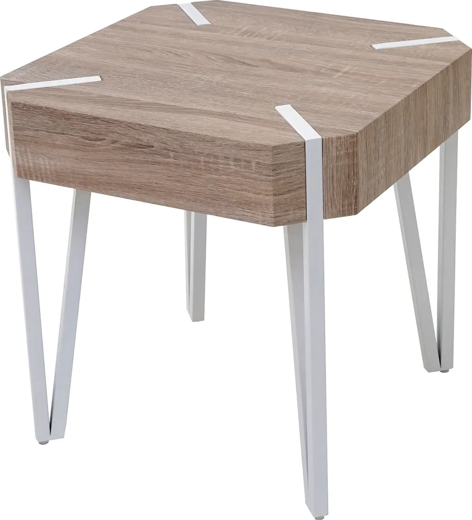 Table basse en chêne naturel Kos T574 avec structure en métal clair