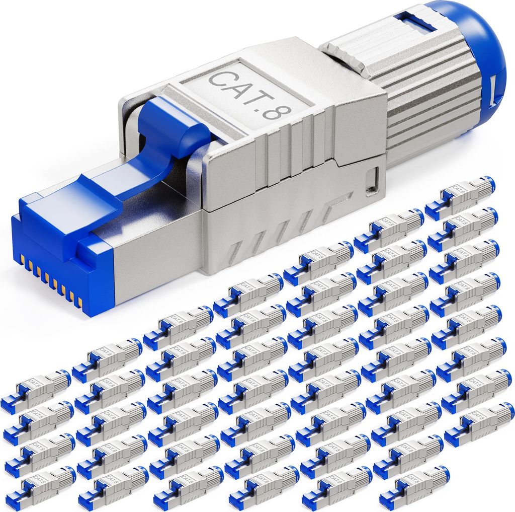 hb-digital 48x RJ45 Netzwerkstecker CAT 8 LAN Stecker PoE vergoldete Kontakte