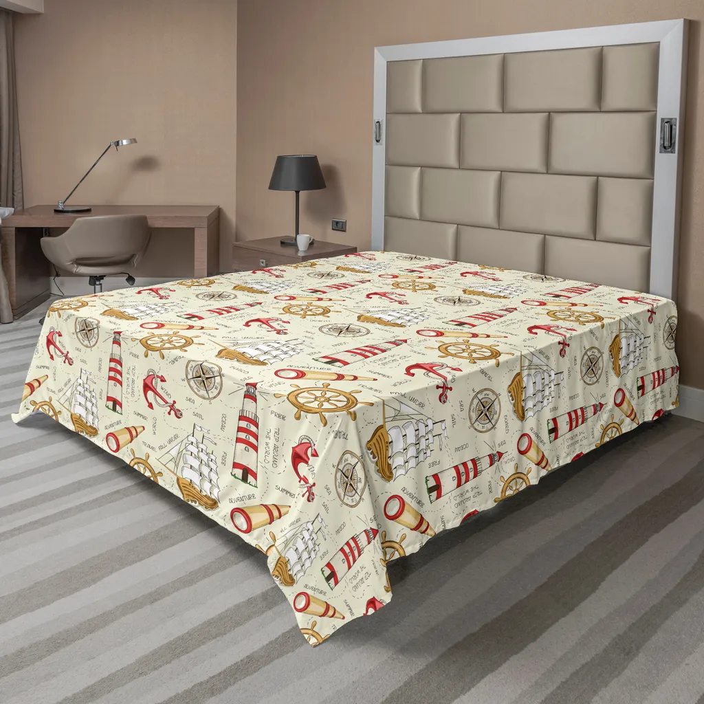 Drap Nautique Doux et Confortable Motif Vent Tombé 260 cm x 228 cm