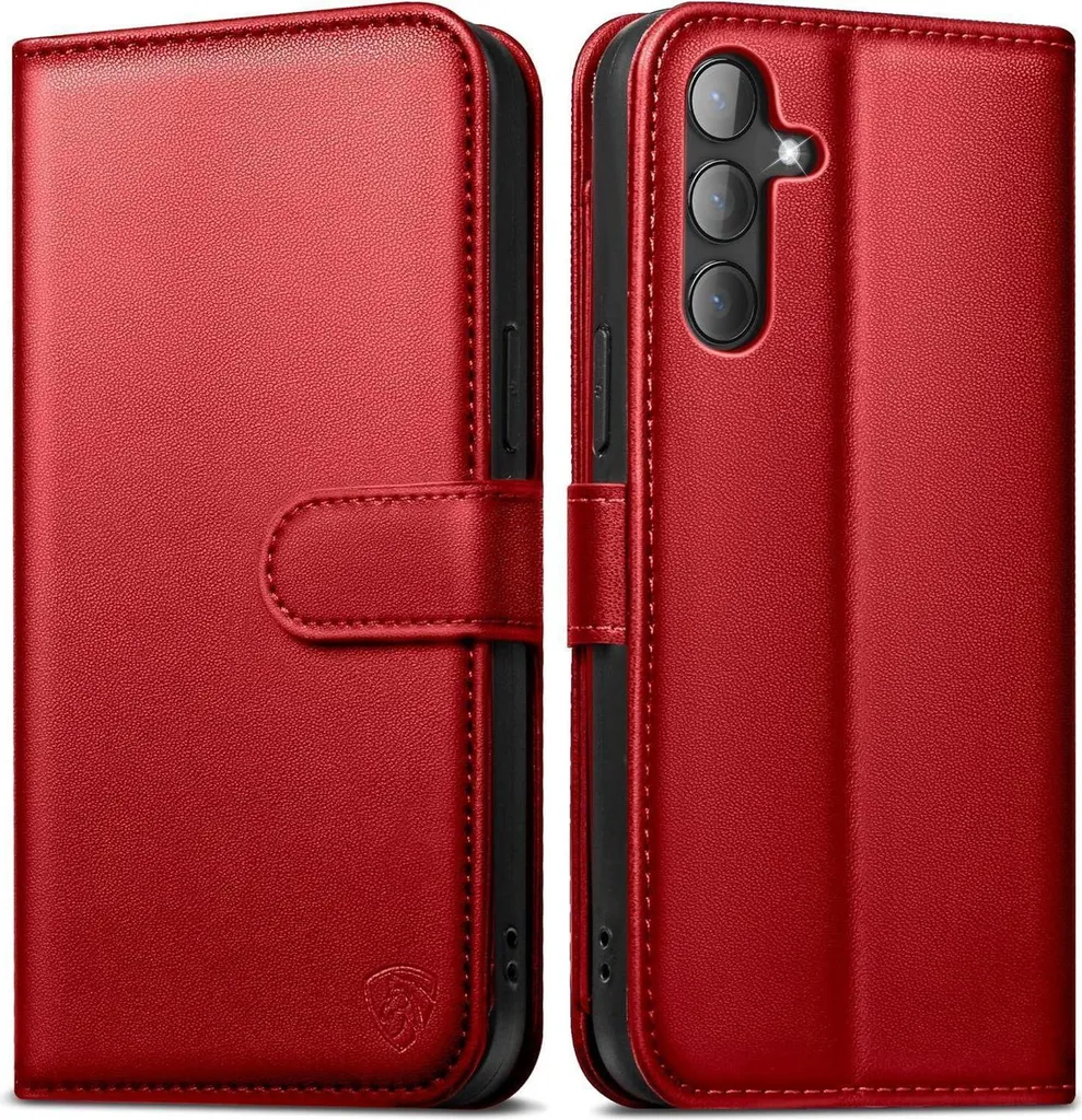 Custodia EASDNB per Samsung S24 Flip Rosso Pelle Premium Portafoglio