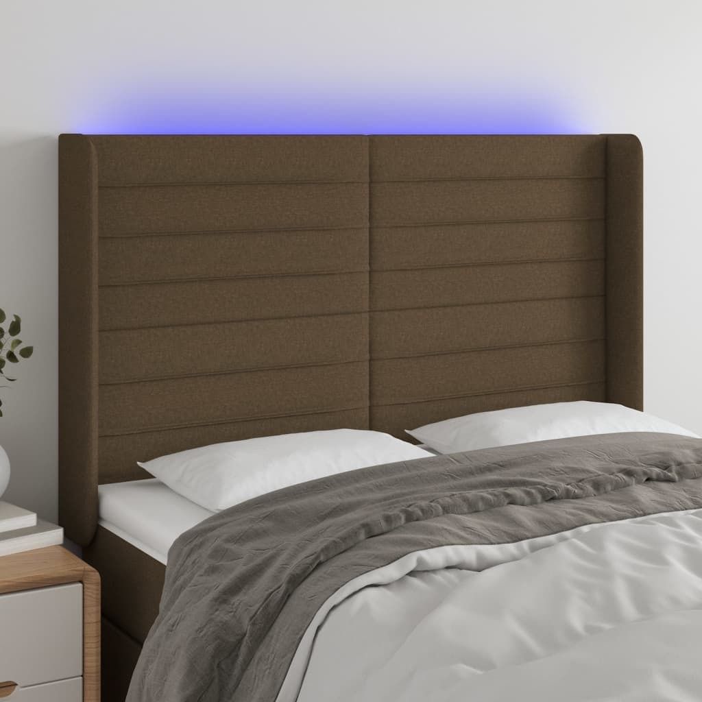 Maison Exclusive - LED Kopfteil Dunkelbraun 147x16x118/128 cm Stoff