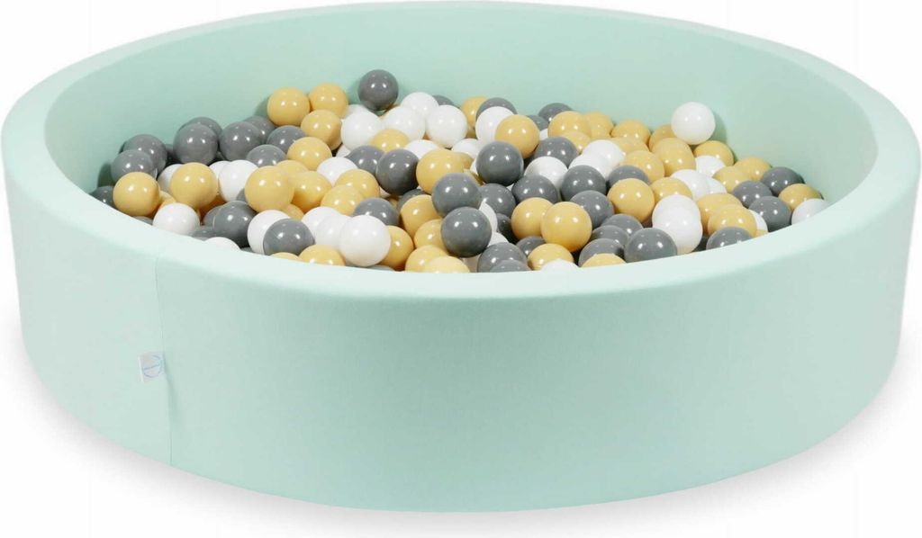 Bällebad 130x30cm mint – Mit 600 Bällen / beige, grau, weiß