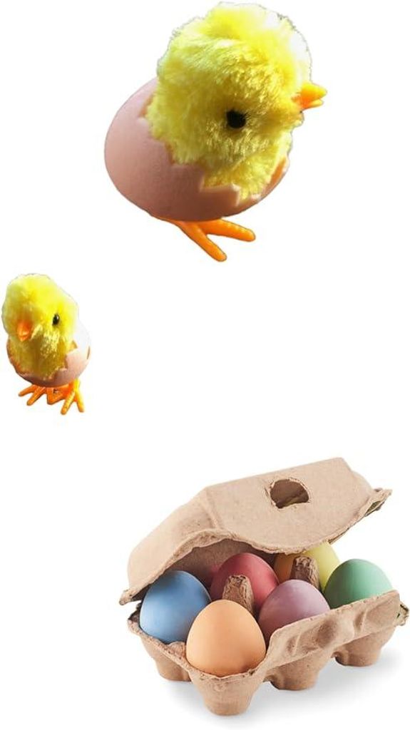 Ostereier Kreide Set, 6 Stück Eierförmige Bunte Kreide mit Aufzieh-Küken, Abwaschbar Staubfrei, für Malen und Basteln
