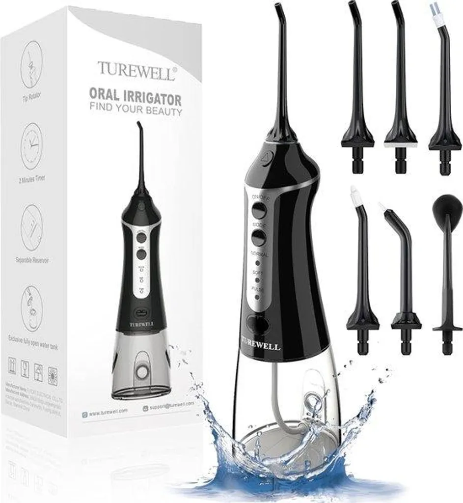 Hydropulseur dentaire sans fil rechargeable avec jet d'eau puissant