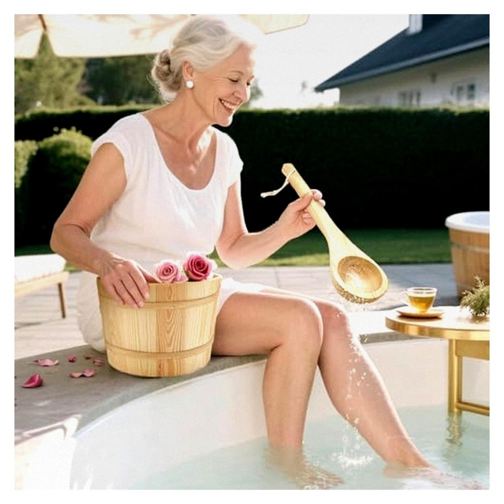 Sauna-Set | Zubehör für die Spa-Sauna – Duschzubehör aus Holz 4 l für Dampfbad im Zuhause, Wohnung oder Garten