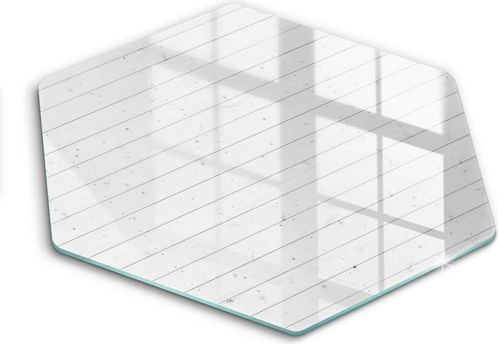 Glasschneideplatte - Herdabdeckplatte - Hexagon 40 cm -Schneidebrett - Spritzschutz - Moderne helle Boards